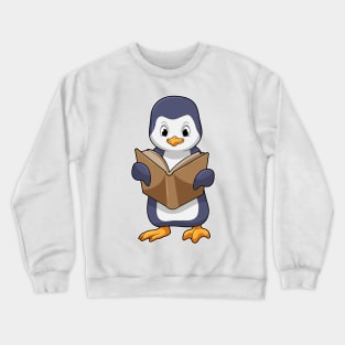 Penguin as Nerd with Book Crewneck Sweatshirt